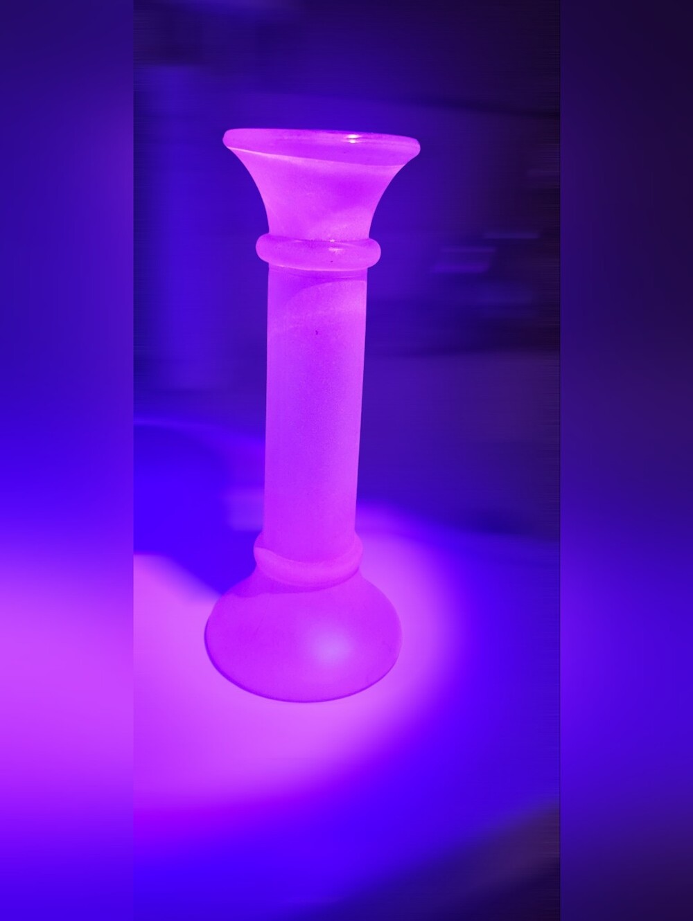 Vintage 70's Indiana Glass Frosted Pink Glass Candle Holder / Bud Vase- Single